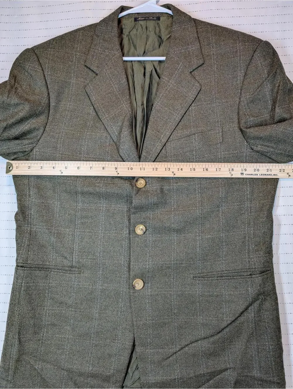 Pal Zileri Wool Cashmere Blazer Sport Coat Italy Mens 40R Green Plaid
